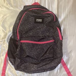 VS victoria secret PINK gray hot pink zipper backpack